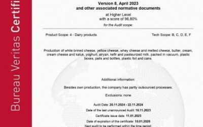 Димитър Маджаров с International Food Standard за млечните продукти